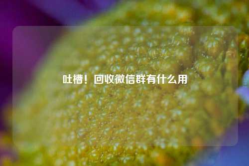 吐槽！回收微信群有什么用