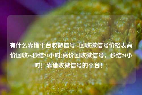 有什么靠谱平台收微信号 -回收微信号价格表高价回收vx秒结24小时(高价回收微信号，秒结24小时！靠谱收微信号的平台！)
