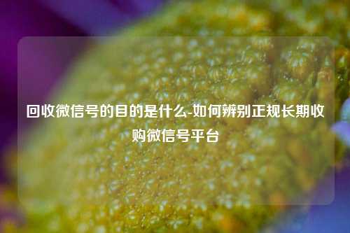 回收微信号的目的是什么-如何辨别正规长期收购微信号平台