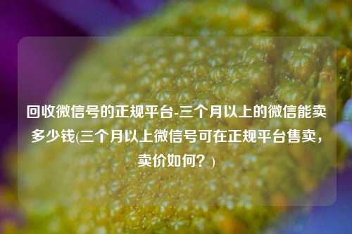 回收微信号的正规平台-三个月以上的微信能卖多少钱(三个月以上微信号可在正规平台售卖，卖价如何？)